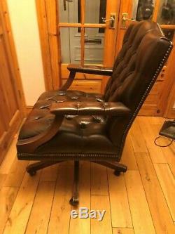 Leather Chestefield Captains Swivel Chair
