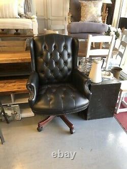 Leather Chesterfield Captain Chair, Studded Office Chair, Furniture Showroom Kent