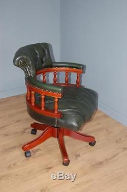 Leather Chesterfield Captains Height Adjustable Swivel Tilt Tub Office Chair