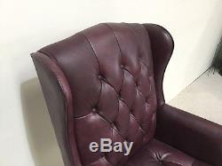 Leather Chesterfield Captains Office Chair Swivel And Tilt Rise And Fall