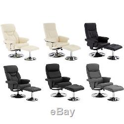 Leather Effect Recliner Swivel Chairs With Footstools Sofa Home Office Seating