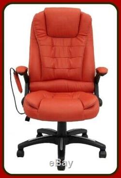 Leather Executive Gaming Computer Desk Office Swivel Reclining Massage Chair Red