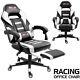 Leather Gaming Racing Chair Office Executive Recliner With Footrest Back Pillow