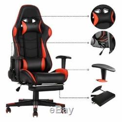 Leather Gaming Racing Chair Office Executive Recliner With Footrest Neck Pillow