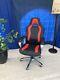 Leather Gaming Racing Swivel Height Adjustable Office Chair Red Black