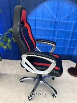 Leather Gaming Racing Swivel Height Adjustable Office Chair Red Black