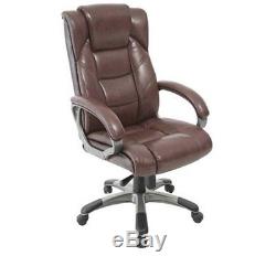 Leather High-Back Chair Executive Comfortable Brown Office Home Desk Computer