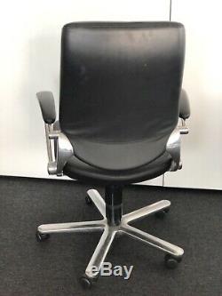 Leather High Back Girsberger Pondomat Executive Chair In Black On Polished Frame