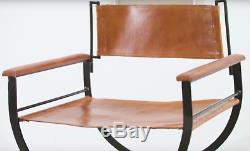 Leather Industrial Chair Vintage Retro Armchair Office Dining Room Metal Seat