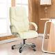 Leather Office Chair Pc Computer Desk Chairs Swivel Adjustable Height Cream