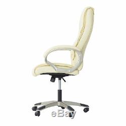Leather Office Chair PC Computer Desk Chairs Swivel Adjustable Height Cream