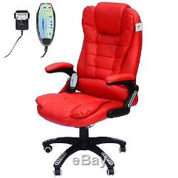 Leather Office Chair PC Furniture Red Modern Massage Home Seat Heat Rocking