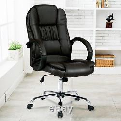 Leather Office Chair Swivel Pc Computer Desk Chairs Executive High Back Black