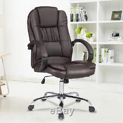Leather Office Chair Swivel Pc Computer Desk Chairs Executive High Back Brown