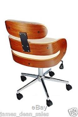 Leather Office Chair Swivel Tub Desk Armchair Modern Home Cream White Furniture