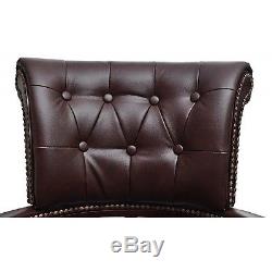 Leather Office Swivel Chair Brown Chesterfield Executive Armchair Business Seat