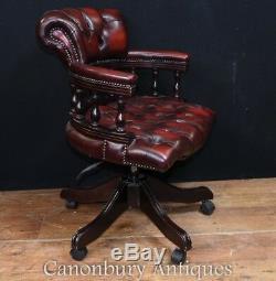 Leather Office Swivel Seat Captains Desk Chair