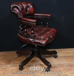 Leather Office Swivel Seat Captains Desk Chair