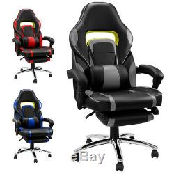 Leather Racing Gaming Executive Office Chair Reclining Computer Desk Footrest
