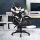 Leather Recliner Computer Gaming Office Chair With Footrest White