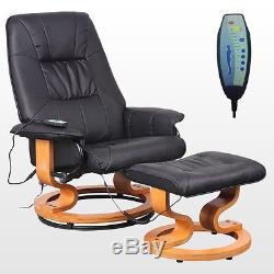 Leather Reclining Massage Chair Armchair Stool Swivel Recliner Home Office
