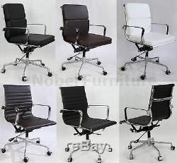 Leather Soft Pad Ribbed Computer Executive Office Chair