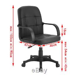 Leather Task Office Chair Computer Desk Swivel Executive Adjustable Black