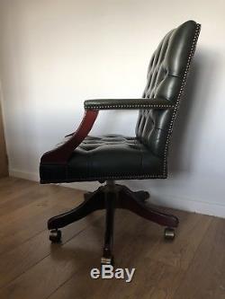 Leather Top Antique / Vintage Desk + Matching Leather Swivel Office Chair