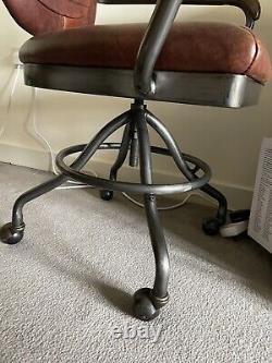Leather Vintage Style Office Chair Desk Chair With Wheels