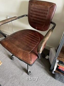 Leather Vintage Style Office Chair Desk Chair With Wheels
