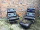 Leather And Chrome Office Open Arm Chairs, By Pieff. Circa 1970's