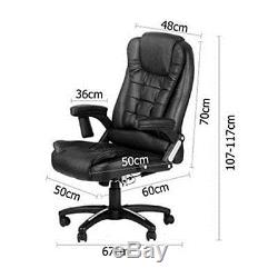 Leather high back reclining office desk chair with massage and heat Black