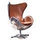 Leather Jump Seat Aviator Chair Old Vintage Cigar Brown Office Desk Aluminum