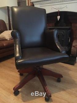 Leather office chair modern captain style brown leather