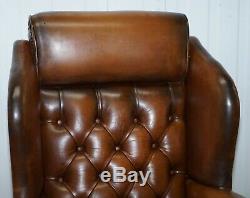 Lovely Chesterfield Presidents High Back Brown Leather Directors Captains Chair