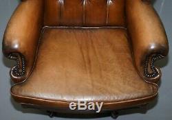 Lovely Chesterfield Presidents High Back Brown Leather Directors Captains Chair