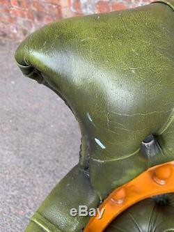 Lovely Green Leather Reproduction Captain's Chair Home Study Office Chair