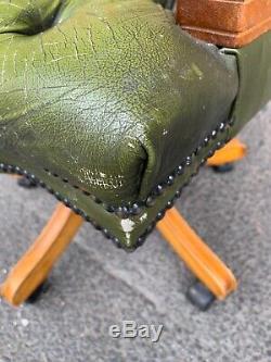 Lovely Green Leather Reproduction Captain's Chair Home Study Office Chair