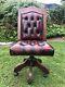 Lovely Oxblood Leather Chesterfield Office Chair Free Delivery