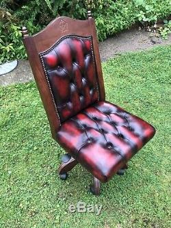 Lovely Oxblood Leather Chesterfield office chair FREE DELIVERY
