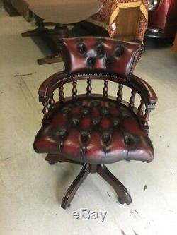 Lovely Oxblood Red Leather Chesterfield Captains Office Chair