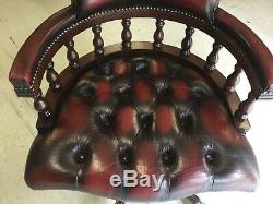 Lovely Oxblood Red Leather Chesterfield Captains Office Chair