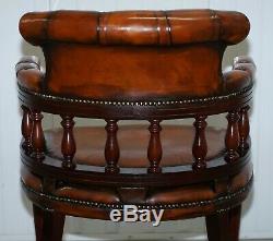 Lovely Restored 1960 Chesterfield Vintage Brown Leather Directors Captains Chair