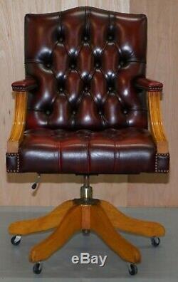Lovely Vintage Oxblood Leather Chesterfield Gainsborough Captains Office Chair
