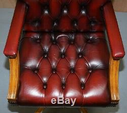 Lovely Vintage Oxblood Leather Chesterfield Gainsborough Captains Office Chair