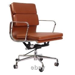 Low Back Soft Pad Tan Brown Office Chair Modern Style Leather Office Chair