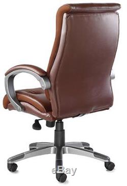 Luxurious High Quality Brown / Tan Buttoned Real Leather Executive Office Chair