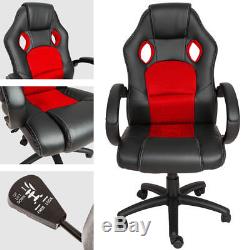 Luxury Executive OFFICE CHAIR RACING CAR SEAT COMPUTER RECLINING BLACK RED