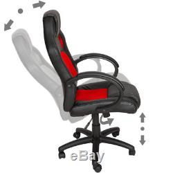 Luxury Executive OFFICE CHAIR RACING CAR SEAT COMPUTER RECLINING BLACK RED