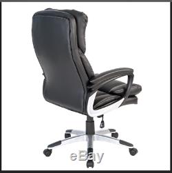 Luxury Executive Office Chair Black Leather High Back Comfortable Desk Swivel